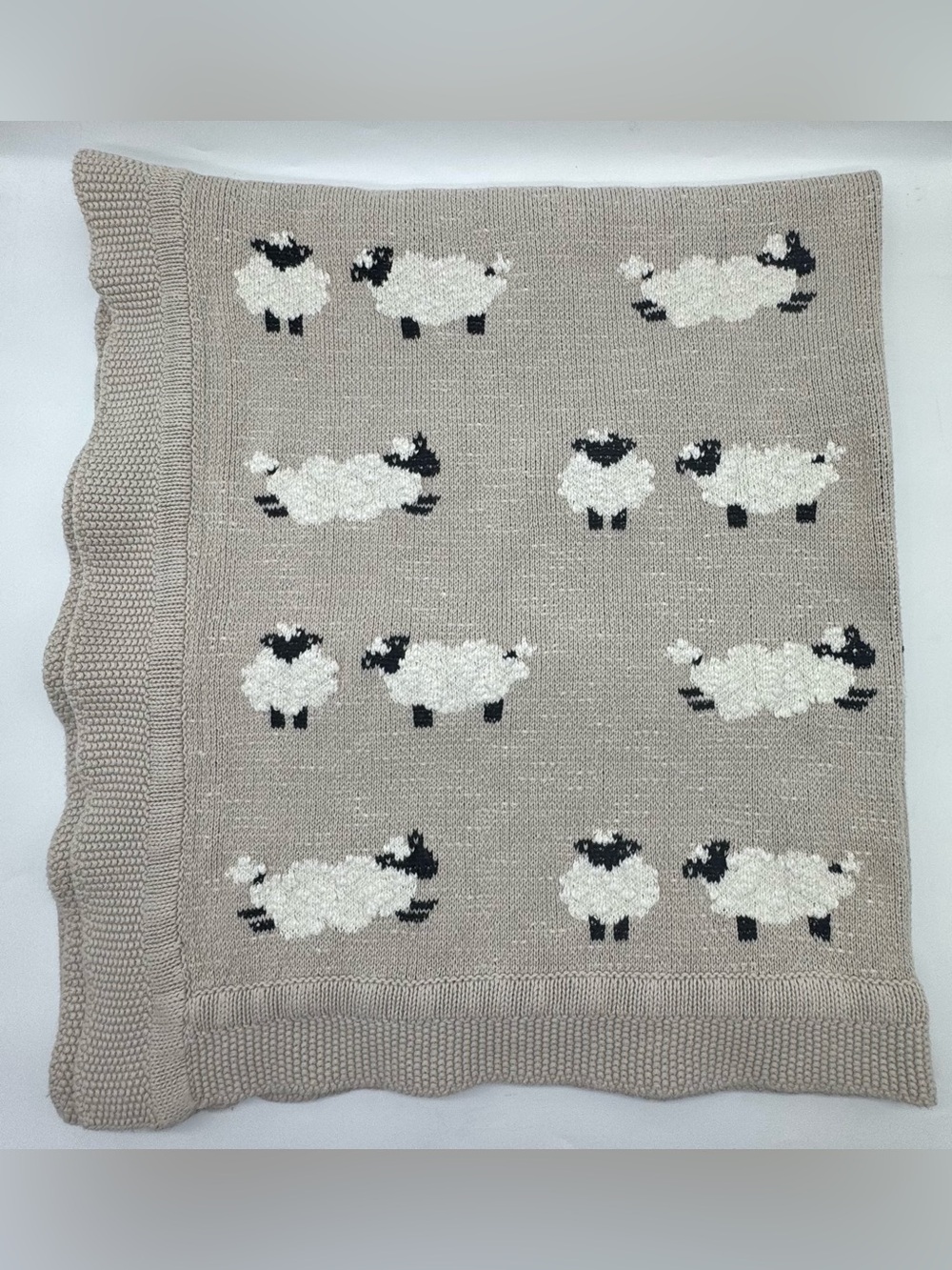 Darzzi Sheep Knitted Cotton Baby Blanket